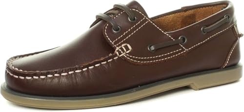 Dek Chaussures bateau mocassins en cuir M607B pour homme, marron, 45 EU