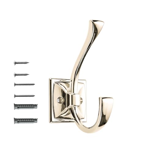 khtumeware Wall Hooks 5 Pack Coat Hooks Hardware Towel Hooks for Hanging Coats Polished Nickel Robe Hooks Wall Mounted with Screws for Key Towel Bags Cup.