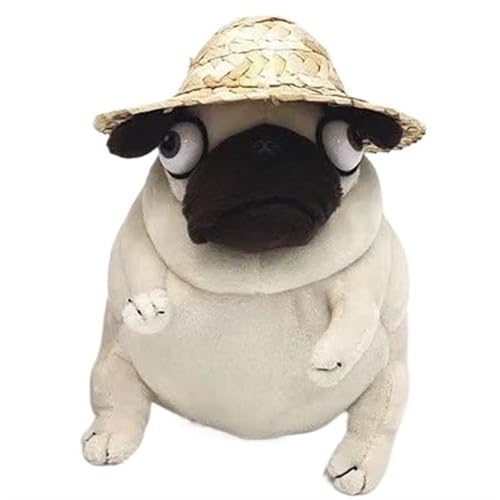 KUKUShining Süßes Mops Plüschtier Weiches Knuddeliges Stofftier für Kinder Hundefreunde und Einzigartiges Geschenk für Mops Liebhaber und Geburtstage(Pug(hat))