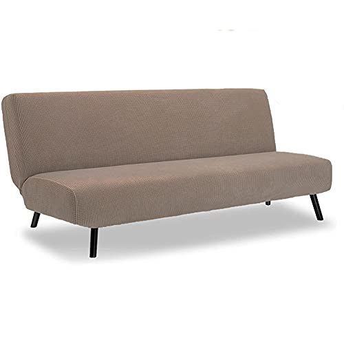 Housse de canapé sans Bras, Pliant canapé-lit Extensible Housse de canapé Clic Clac 3 Places Protect Jacquard Housse de Canapé Clic Clac du Salon (M145?185cm,Taupe)