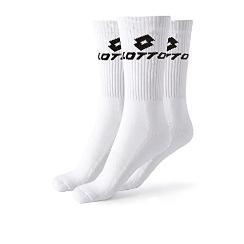 Lotto, 12 Paires Chaussettes de tennis homme/femmes en coton doux et respirant, certifiées OEKO-TEX, blanches, 43-46