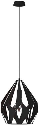 Miniatura 3 de Eglo Lighting 49255A - Colgante de una luz, color negro y plateado