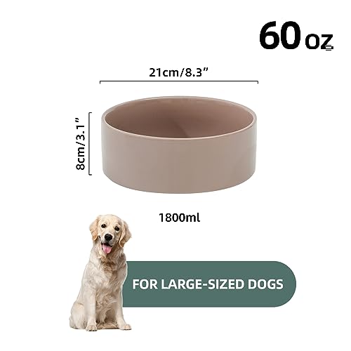 Havniva Rutschfester Keramik-Hundenapf Fressnapf Wassernapf für Große Hunde (Einzelnapf, 1800ml, Brauner Kaffee)