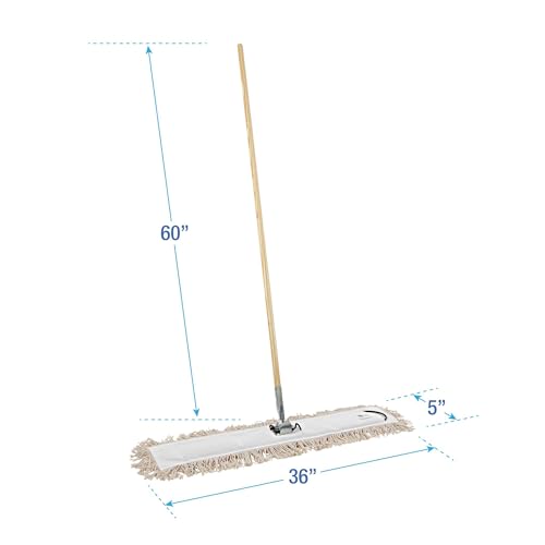 Image of Boardwalk Cotton Dry Mopping Kit, 36 x 5 Natural Cotton Head, 60 inch Natural Wood Handle