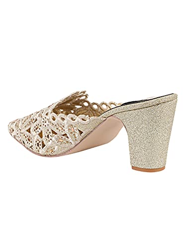 Image of Shoetopia Women's & Girl's Party Ethnic Block Heels Mules Sandals