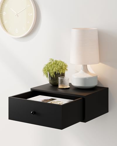 Aienvey Floating Nightstand, Floating Shelf with Drawer, Wall Mounted Nightstand, Floating Bedside...