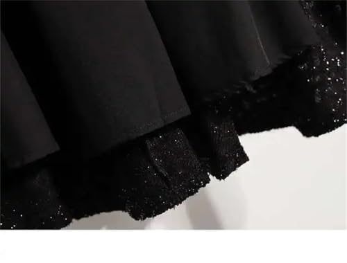 Plus Size Thread Knitted Woolen Midi Skirt High Waist A- Line Half-Length Slimming Fall Winter Style Plus... Black XL2