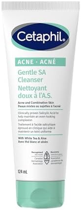 Cetaphil Gentle Salicylic Acid Cleanser | Clinically Proven For Sensitive, Acne Prone Skin | Reduces the Appearance of Pores | Fragrance Free | Paraben-Free | Dermatologist Recommended | 124ml