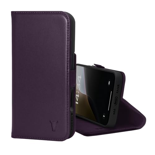 TORRO Leather Case Compatible with iPhone 16 Pro – Premium Leather Wallet Case with Kickstand and Card Slots (Compatible with Official MagSafe Chargers) - Purple