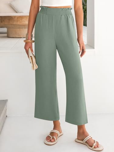 Image of ANRABESS Womens Wide Leg Palazzo Pants Summer Beach High Waisted Cropped Flowy Pants 2026 Dressy Casual Trousers with Pockets
