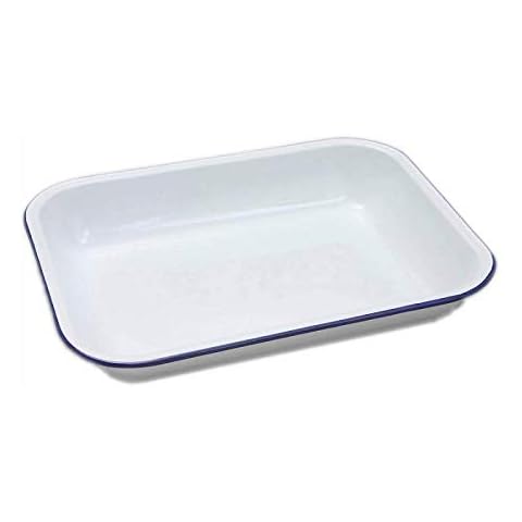 White Enamel Bake Pan 37 x 29.5 x 5.5cm Cover