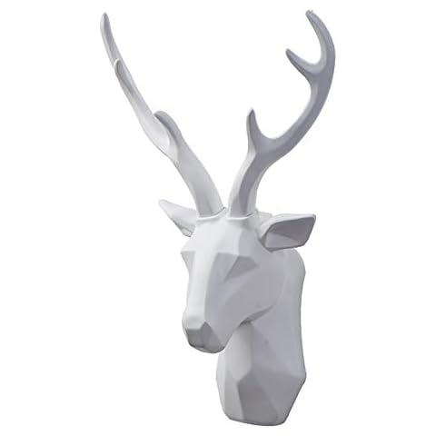 Hengqiyuan Deer Head Wall Statue Decoration, 3D Decoration on The Wall of Modern Minimalist Living Room, Home Restaurant Art Decoration,White Cover