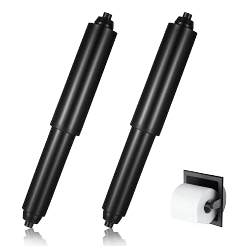 2 Piezas Soportes de Papel HigiéNico, Rodillos Soporte Papel, Inserto Varilla Repuesto con Resorte para BañO (Negro)