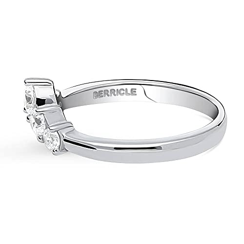 BERRICLE Sterling Silver 5-Stone Wedding Rings Cubic Zirconia CZ Wishbone Curved Band for Women, Rhodium Plated3