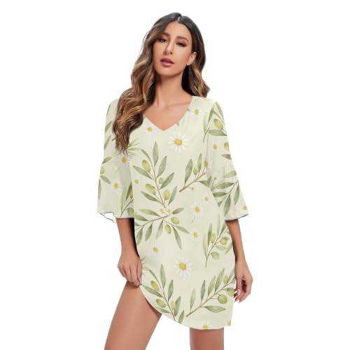 Robe trapèze mousseline de soie respirante fluide avec col en V Olive & Daisy
