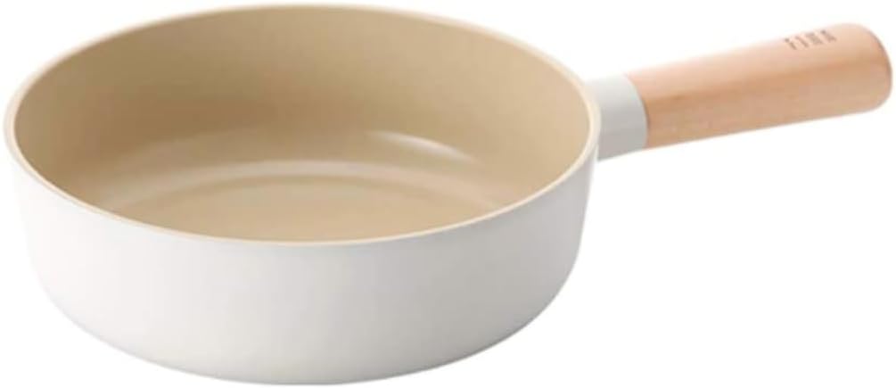 FIKA 7 inch Mini Stir Fry Wok with Wooden Handle, Induction Compatible Cookware for All Stovetops, Kitchen Essential Ceramic Coating Skillet, Healthy Cooking Omelet Frying Pan, Made in Korea (18cm)