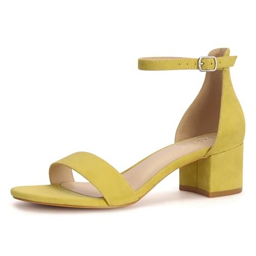 Sandales à talons épais en daim jaune PARTY 37.5 EU à la finition raffinée