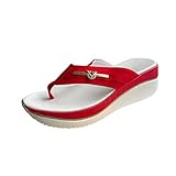 Slipper Ballerina Damen Clogs Arbeitsschuhe Damen Badeschuhe Zehentretersandale Damen Leder Pantoletten Damen Geschlossen Pantoletten Damen Mit Absatz Sexy Zehentrenner-Damen (Red, 36)