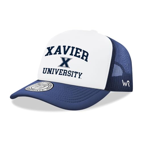 BH Fashion Company Xavier University Musketeers XU Trucker Mesh Snapback Seal Hat White/Navy Blue