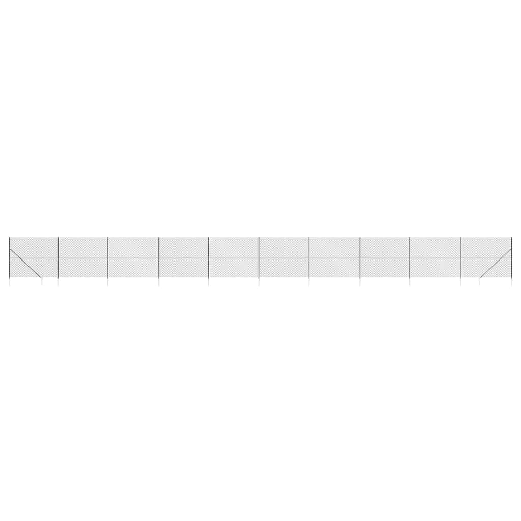 Chain Link Fence with Spike Anchors Anthracite 2.2x25 m Heavy Duty Galvanised Steel PVC Coated Security Fence for Garden Property Enclosure Animal Pen 60x60 mm Mesh Outdoor Barrier