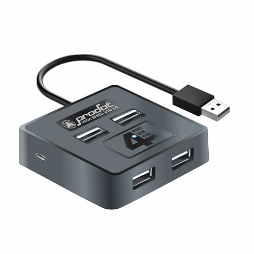Image of ProDot 4-in-1 USB Hub 2.0 with Hi-Speed Data Transfer 480 Mbps I Plug & Play I Universally Compatible with Speaker, Laptop, Hard Drive, PC, Laptop etc. I 1 Year Warranty (Cube)