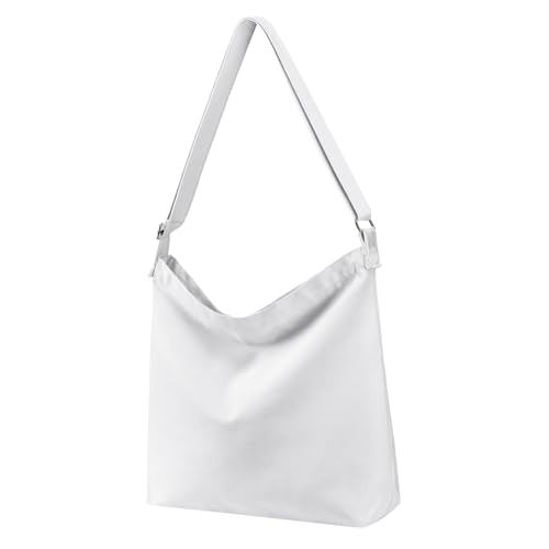 Draw blank White Womens blank large Size Canvas Crossbody Tote Handbags Shoulder Bag Hobo Casual Tote Diy/gifts/aesthetic/personalized