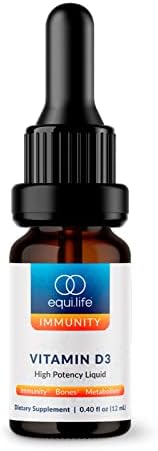 EquiLife - Vitamin D3: High-Potency Liquid, Immunity Support Drops, Helps Increase the Effectiveness of Calcium & Phosphorus, Formulated for Maximum Absorption, May Improve Mood, Easy-To-Digest (1 oz)