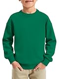 Haloumoning Boys Sweatshirts Kids Fashion Long Sleeve Crewneck Pullover 5-14 Years Green