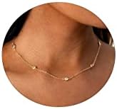 LEXODY Diamond Necklaces for Women Dainty Leaf Necklace 14k Gold Plated Layered CZ Moon Necklace Simple Diamond Choker Necklaces for Women Trendy Jewelry Gifts for Girls