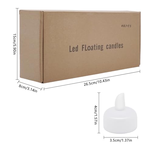 Image of 48pcs Warm White Flameless Waterproof LED Floating Tealights Candles for Aquatic Ambiance - Wedding, Party, Spa