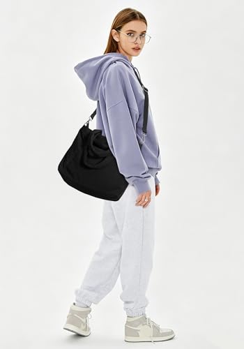 Image of KALIDI Quilted Carryall Tote Bag, Large Puffer Crossbody Women Handbags Shoulder Soft Fluffy Lightweight Travel