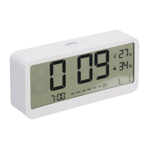 目覚まし時計 デジタル表示 大画面 見やすい スヌーズ機能 夜間点灯モード 温度計&湿度計