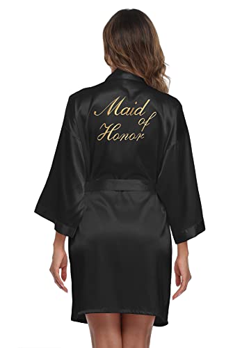 Image of Super Shopping-zone Women's Pure Bride Robes Embroidery Bridesmaid Robes Bridal Party Kimono Robe Wedding Sleepwear