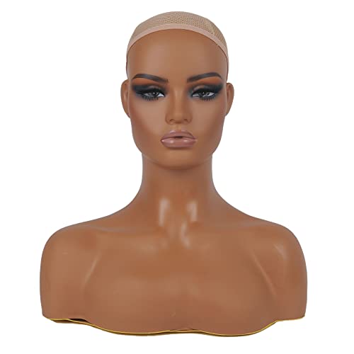 JINGFA Mannequin Head with Shoulders Realistic Manikin Head With Freckles for Display and Styling for Wigs Jewelry and Clothing DC410