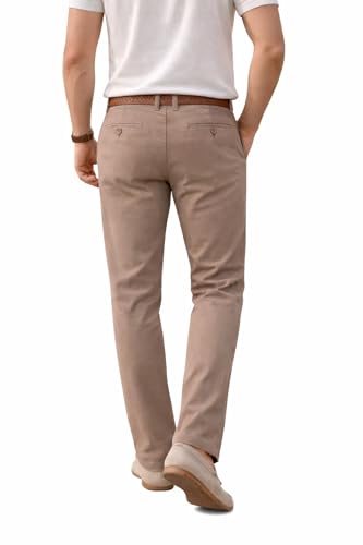 Image of DENRO Men's Slim Fit Cotton Stretch Trousers | Smart Casual & Workwear Pants for Office Use | 98% Cotton 2% Spandex Fabric | Mid-Rise Tailored Fit | Sizes 28-38