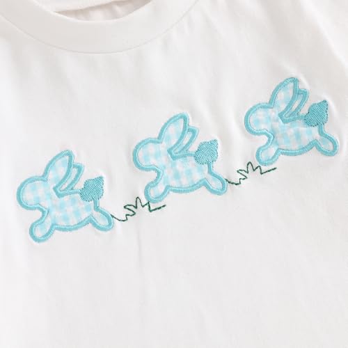 Image of Toddler Baby Boy Easter Rabbit Outfit Short Sleeve Bunny Carrot Smocked T-shirt Elastic Waist Shorts Summer Clothes