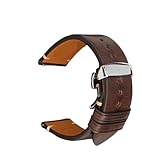 DUBTEDHOU Cinturini per orologi in vera pelle, Cinturino for orologio in pelle conciata al vegetale con fibbia a farfalla a sgancio rapido multicolore 18-24 mm(CoffeeButterflyClasp,19mm)