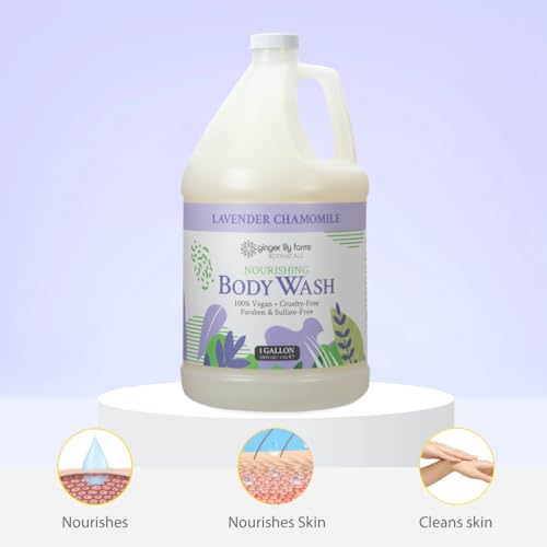 Ginger-Lily-Farms-Botanicals-Nourishing-Body-Wash-100-Vegan-Cruelty-Free-Bath-Shower-Gel-for-Men-and-Women-Lavender-Chamomile-Scent-1-Gallon-Refill-128-fl-oz