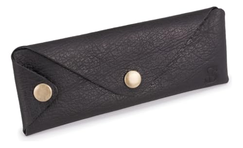 Estojo Escolar Porta Caneta Lápis Couro Legítimo Rústico(Preto)