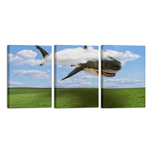 Impressions sur toile requin peintures encadrées haut de gamme pour maison
