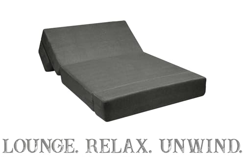 Image of Rosebell Foldable Sofa-Cum-Bed with Ottoman | 3-in-One Foldable Sofa, Lounger & Bed-3x6 Feet One Seater- Perfect for Home & Office -Grey-Color
