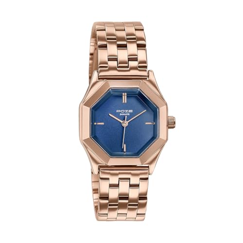 Image of Sonata Poze 8 Quartz Analog with Blue Dial IP Rose Gold Stainless Steel Strap Watch for Women - SP80169WM01W