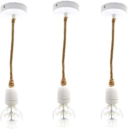 Lamp Bases Antique Style Hemp Rope Cord With Vintage Ceramic Lamp Socket For DIY Light Cord Sets - (Base Type: 3 Pieces)