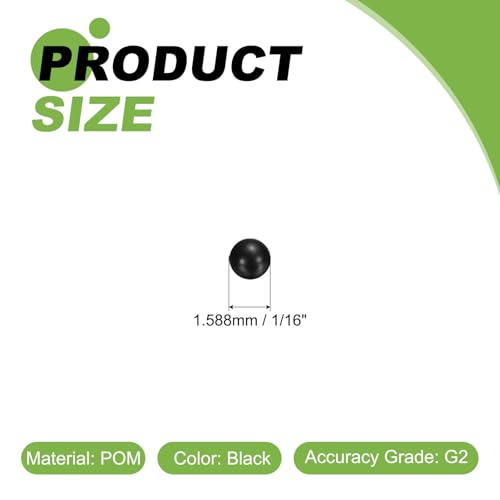QUARKZMAN 100Stk POM Kunststoff Kugellagerkugeln 116 Zoll 1588mm Feste Kunststoffkugeln G2 Präzision Polypropylen Mini Kugeln Schwarz