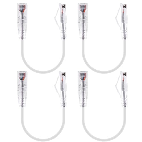 GeeekPi 4-Pack Snagless Short Shielded Cat6A Ethernet Cable (0.2M)