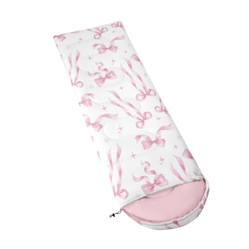 Erosebridal Bolsa de Dormir Kawaii Bowknot para Niños Color Rosa Claro y Blanco para Camping miniatura 3