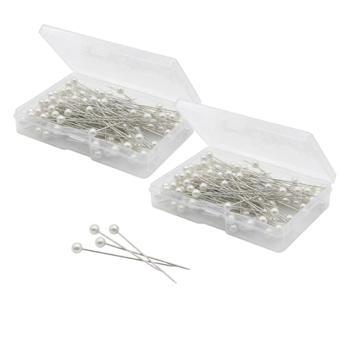 200PCS Épingles Tête Perle Blanche 65mm Aiguilles Décoratives avec Boîte pour Couture Artisanat...