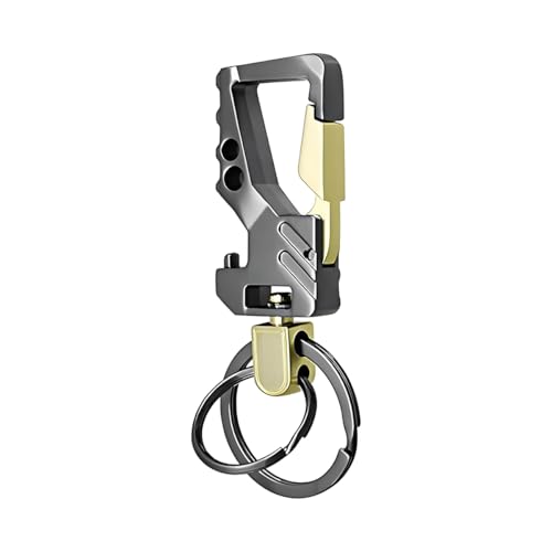 Image of Mandark Car Key Chain, Heavy Duty Auto Keychain Bottle Beer Opener with Double Keyring Carabiner, Universal Keylinker (Golden /Black)
