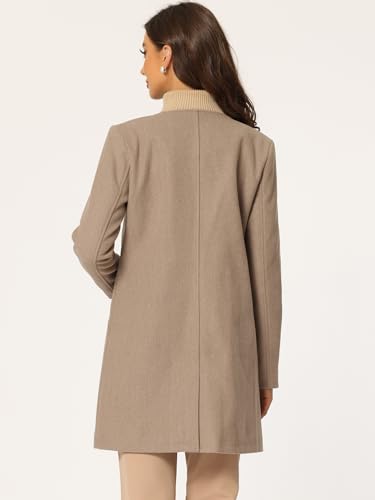 Allegra K Women's Winter Overcoat Lapel Collar Single Breasted Outerwear Long Pea Coat4