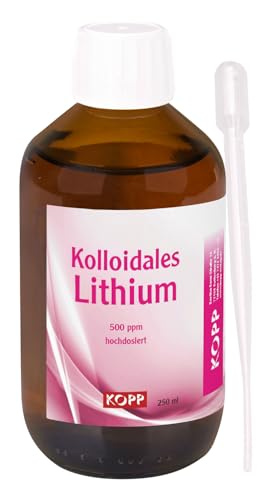 Kolloidales Lithium Konzentration 500 ppm | 250 ml inkl. Pipette | Reinheit über 99 95% höchste Qualität | mit Colloidmaster/Vinetatronic-Technologie - Laborgeprüft & in Deutschland hergestellt